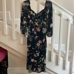 Abercrombie and Fitch long-sleeve draped skirt midi dress XSP